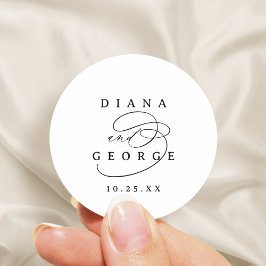 Elegant Swirl Script Simple Wedding favors ラウンドシール