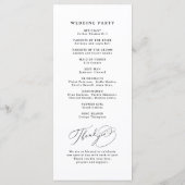 Elegant Swirl Script Simple Wedding Program メニュー (裏面)