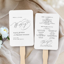 Elegant Swirl Script Simple Wedding Programs ハンドファン