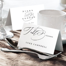 Elegant Swirl Script Wedding Foldable Place Card テーブルナンバー