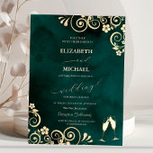 Elegant Swirls,Confetti Wine Glasses Wedding 招待状