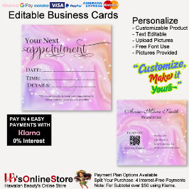 Elegant Swirly Sparkle Appointment Beautician  スクエア名刺