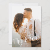 Elegant Swirly Typography Wedding Photo サンキューカード (正面)