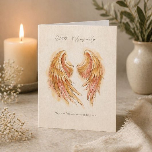 Elegant Sympathy Card with Angel Wings  カード