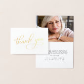 Elegant Sympathy Funeral Memorial Photo Thank You 箔カード (ディスプレー)