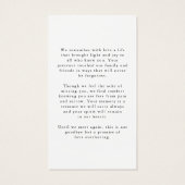 Elegant Sympathy Photo Black Gold Prayer Card (裏面)