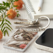 Elegant Tabby Cat  キーホルダー (正面右)