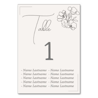 Elegant Table number with names, sitting. テーブルナンバー