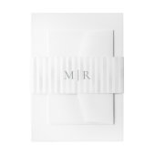 Elegant Tailored Grey Watercolor Stripes Monogram 招待状ベリーバンド (正面例)