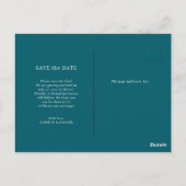 Elegant Tale Blue Photo Wedding Save the Date ポストカード (裏面)