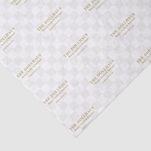 Elegant Tan Checkered Background Business Name 薄葉紙 (詳細)