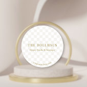 Elegant Tan Checkered Gold Boutique Event Display ラウンドシール