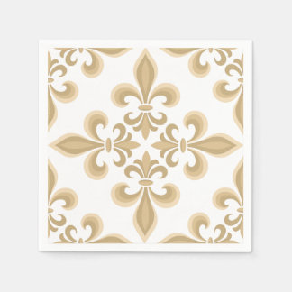 Elegant Tan Damask Cocktail Napkins スタンダードカクテルナプキン