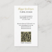 Elegant Tan & White Floral Photo QR Code Logo 名刺 (裏面)