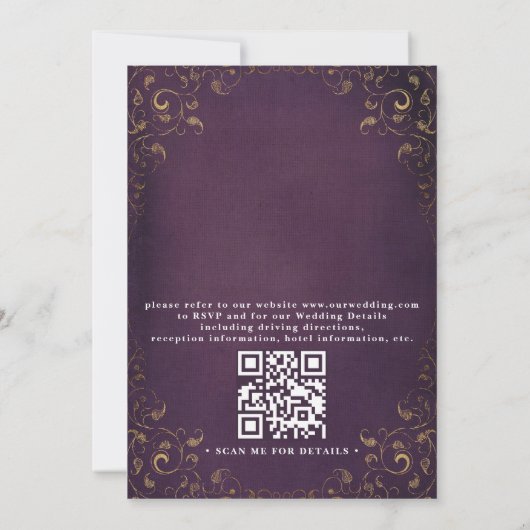 Elegant Tangled Lanterns Budget QR Code Wedding 招待状 (裏面)