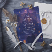 Elegant Tangled Lanterns Budget QR Code Wedding 招待状