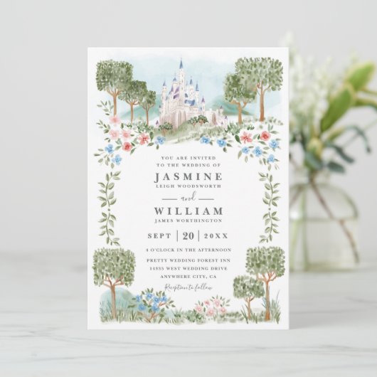 Elegant Tangled Lanterns Modern Chic Wedding 招待状 (スタンド正面)