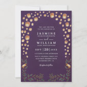 Elegant Tangled Lanterns Modern Minimalist Wedding 招待状 (正面)
