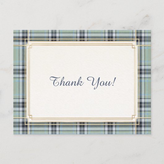 Elegant Tartan Frame Thank You  ポストカード (正面)