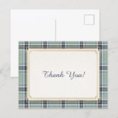 Elegant Tartan Frame Thank You  ポストカード (正面/裏面)