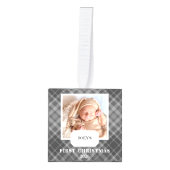 Elegant Tartan Plaid Baby First Christmas 4 Photo キューブオーナメント (正面)