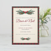 Elegant Tartan Plaid Christmas Dinner Party Invita 招待状 (スタンド正面)