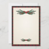 Elegant Tartan Plaid Christmas Dinner Party Invita 招待状 (裏面)