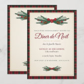 Elegant Tartan Plaid Christmas Dinner Party Invita 招待状 (正面/裏面)