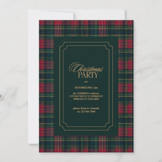 Elegant Tartan Plaid Family Photo Christmas シーズンカード (正面)