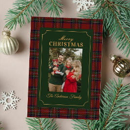Elegant Tartan Plaid Family Photo Christmas シーズンカード