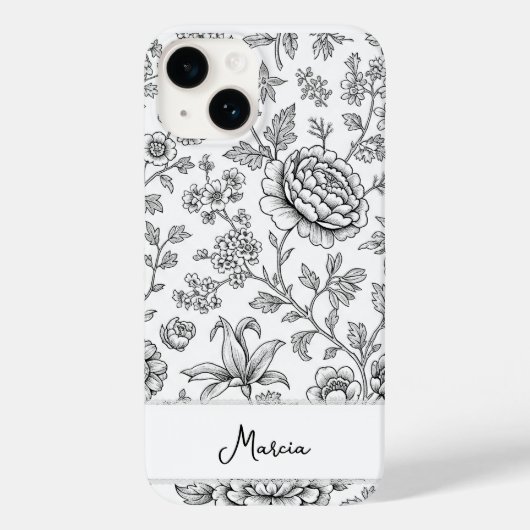 Elegant Tasteful Personalized Floral Drawing Case-Mate iPhoneケース (裏面)