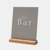 Elegant Taupe Acrylic Open Bar Wedding Sign アクリルサイン (傾斜)