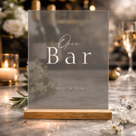Elegant Taupe Acrylic Open Bar Wedding Sign アクリルサイン