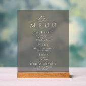 Elegant Taupe Acrylic Wedding Bar Menu Sign アクリルサイン (ニュートラル)
