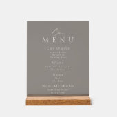Elegant Taupe Acrylic Wedding Bar Menu Sign アクリルサイン (正面)