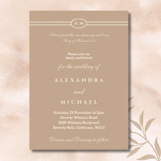 Elegant Taupe Bible Verse Christian Wedding 招待状