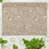 Elegant Taupe Brown Botanicals Kitchen Towel キッチンタオル (折り畳み)