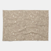 Elegant Taupe Brown Botanicals Kitchen Towel キッチンタオル (横)