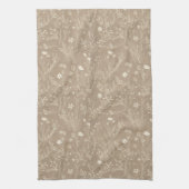 Elegant Taupe Brown Botanicals Kitchen Towel キッチンタオル (縦)