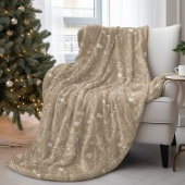 Elegant Taupe Brown Floral フリースブランケット