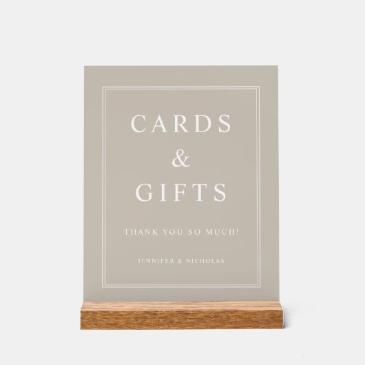 Elegant Taupe Cards And Gifts Wedding アクリルサイン (正面)