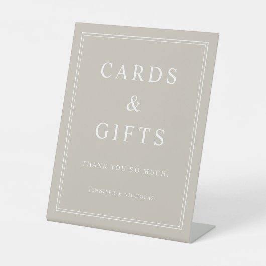 Elegant Taupe Cards And Gifts Wedding 台座サイン (正面)