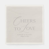Elegant Taupe “Cheers to Love” Wedding スタンダードランチョンナプキン (正面)