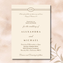 Elegant Taupe Cream Bible Verse Christian Wedding  招待状