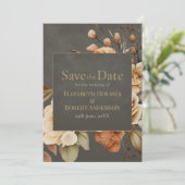 Elegant Taupe Floral Save the Date セーブザデート (スタンド正面)