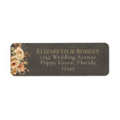 Elegant Taupe Floral Wedding Address Label ラベル (正面)