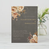 Elegant Taupe Floral Wedding Invitation 招待状 (スタンド正面)