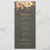 Elegant Taupe Floral Wedding Menu メニュー (正面)