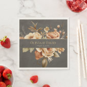 Elegant Taupe Floral Wedding Napkins スタンダードランチョンナプキン (インサイチュ)