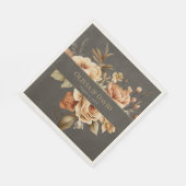 Elegant Taupe Floral Wedding Napkins スタンダードランチョンナプキン (角)